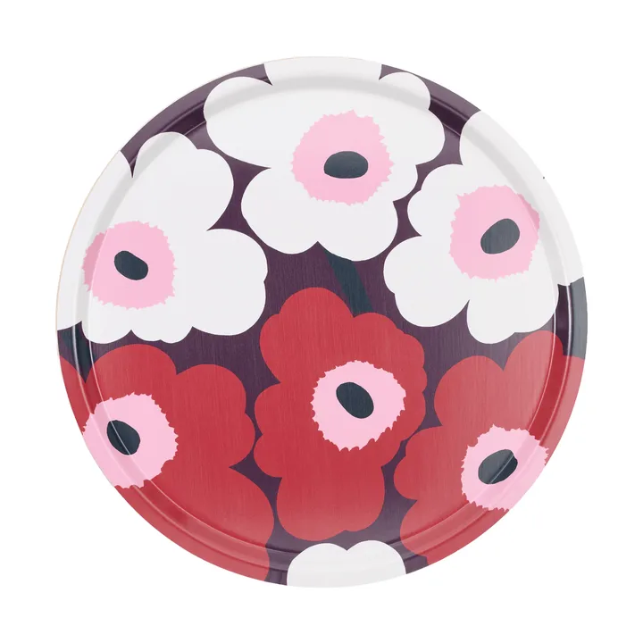 Unikko tarjotin - Plum-cranberry-off white-ruusu, Ø46 cm - Marimekko