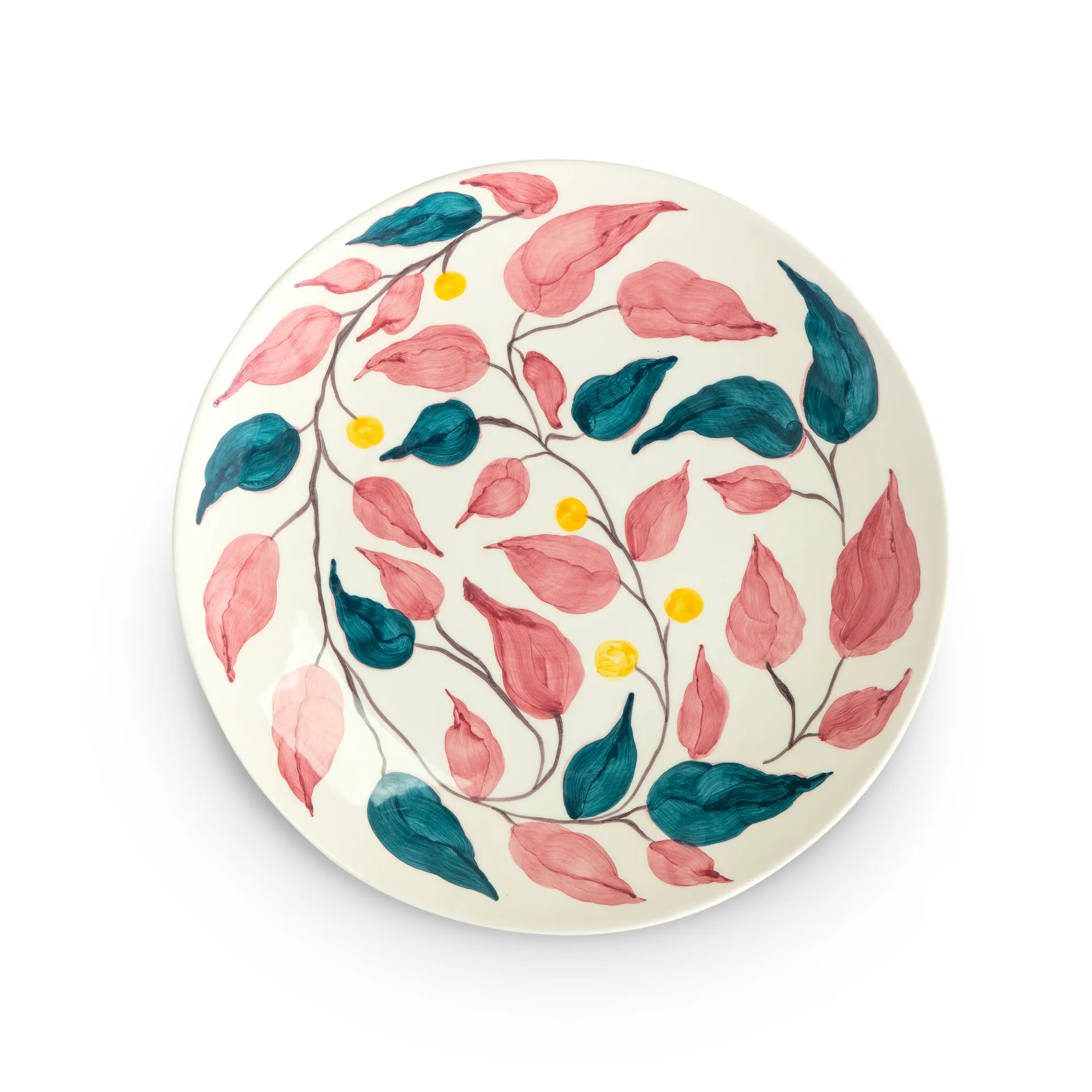 Flowers leaves tarjoilulautanen Ø34 cm, Valkoinen Mateus