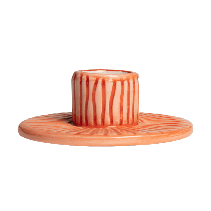 Stripes kynttilänjalka Ø 8 cm, Oranssi Mateus