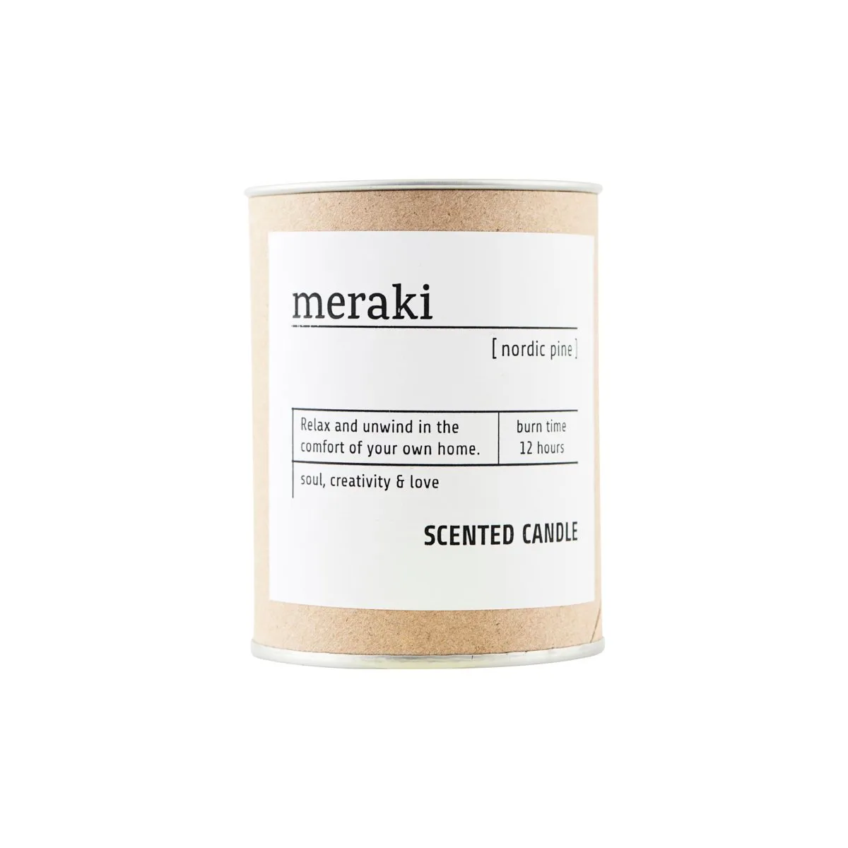 Meraki tuoksukynttilä ruskea lasi 12 tuntia, Nordic pine Meraki