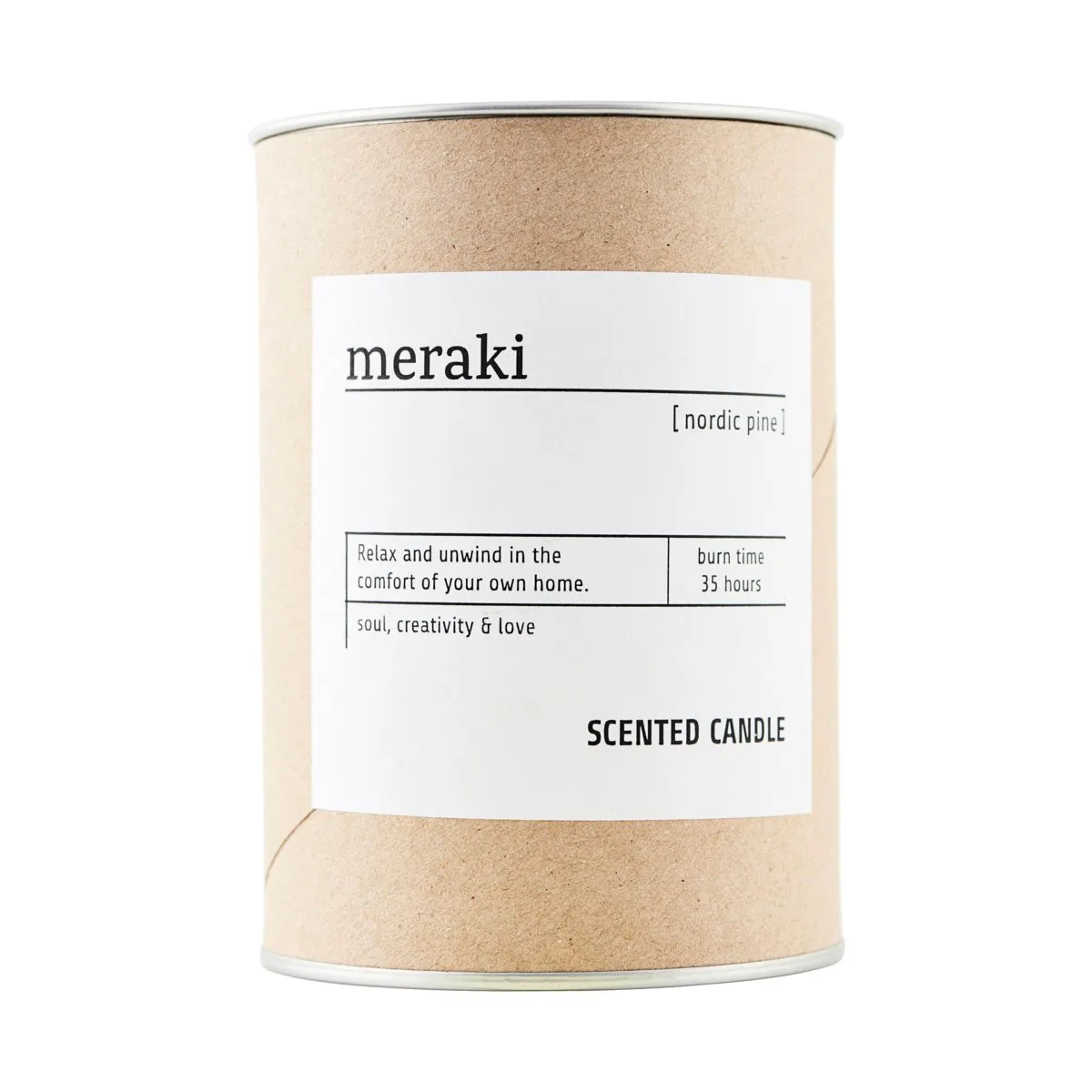 Meraki tuoksukynttilä ruskea lasi 35 tuntia, nordic pine Meraki