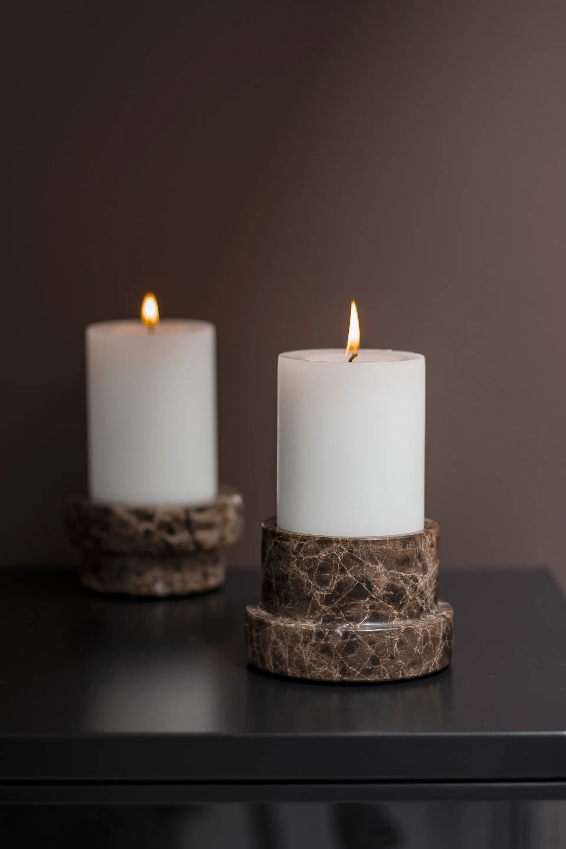 Marble kynttilänjalka pöytäkynttilälle 6,5 cm, Ruskea Mette Ditmer
