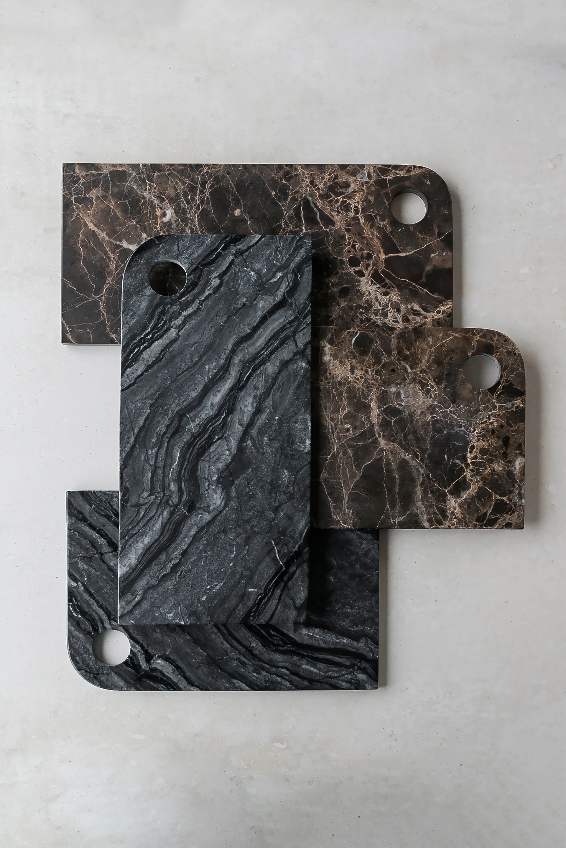 Marble tarjotin large 18x38 cm, Black-grey Mette Ditmer