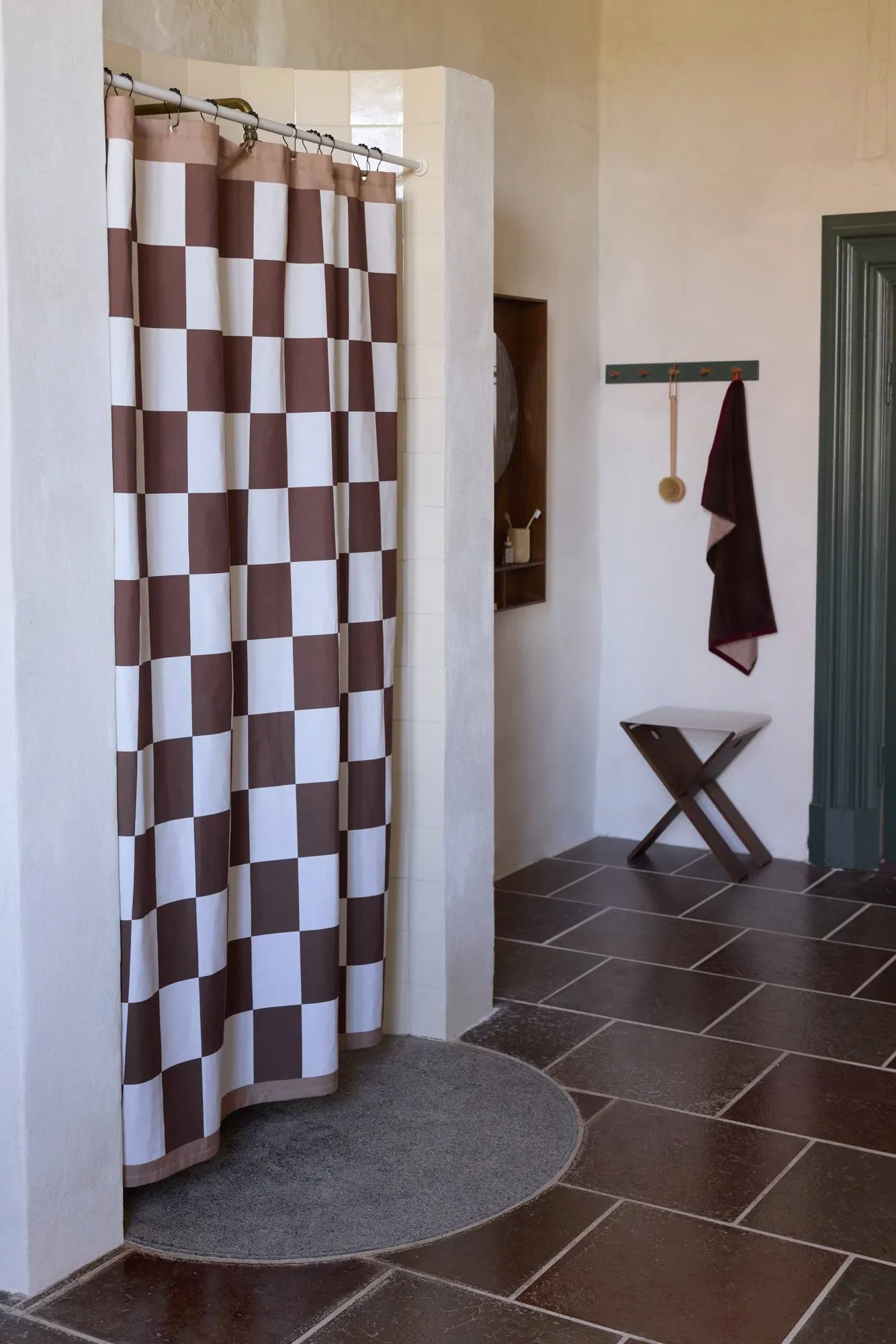 Retro suihkuverho 150x200 cm, Ruskea Mette Ditmer