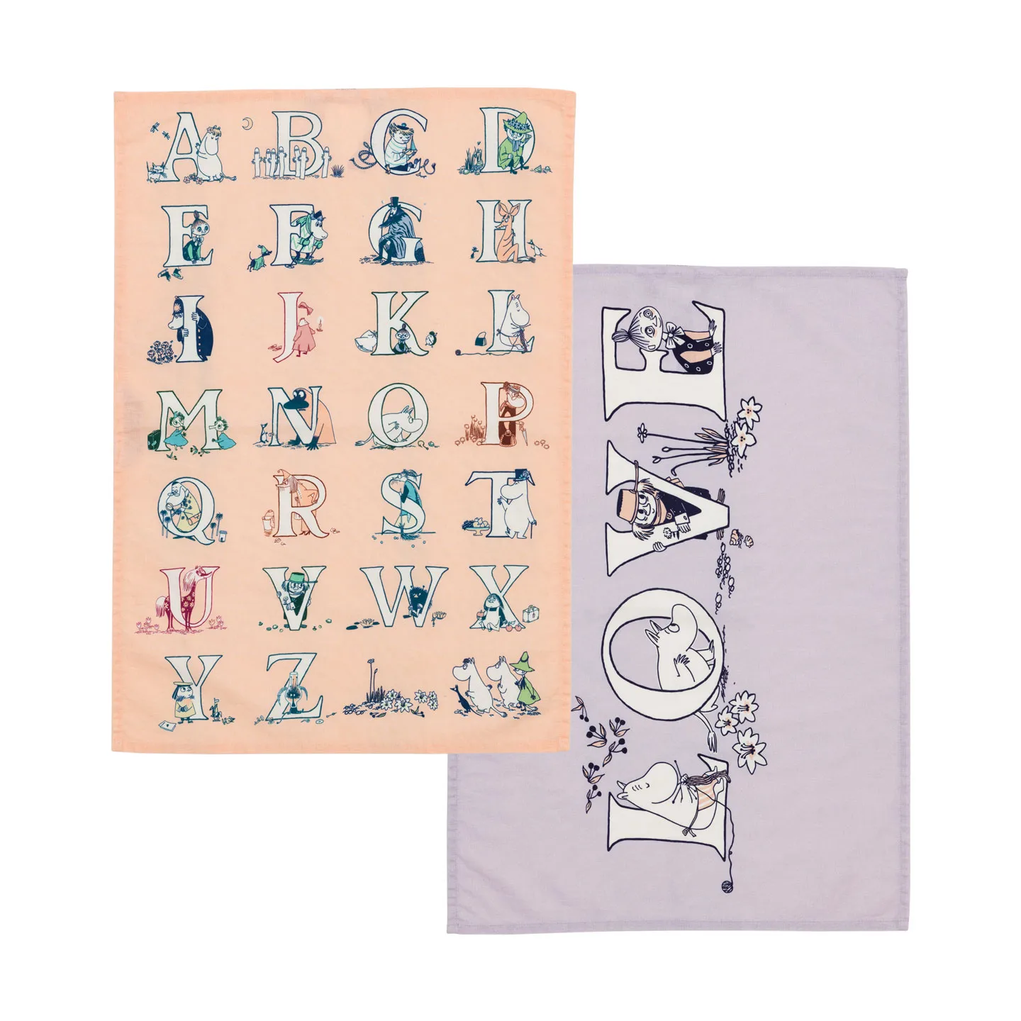 Moomin Arabia Muumi keittiöpyyhe 50x70 cm 2-pack Aakkoset | Alk. 19,90 €