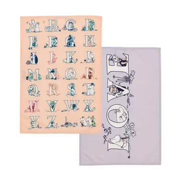 Muumi keittiöpyyhe 50x70 cm 2-pack - Aakkoset - Moomin Arabia