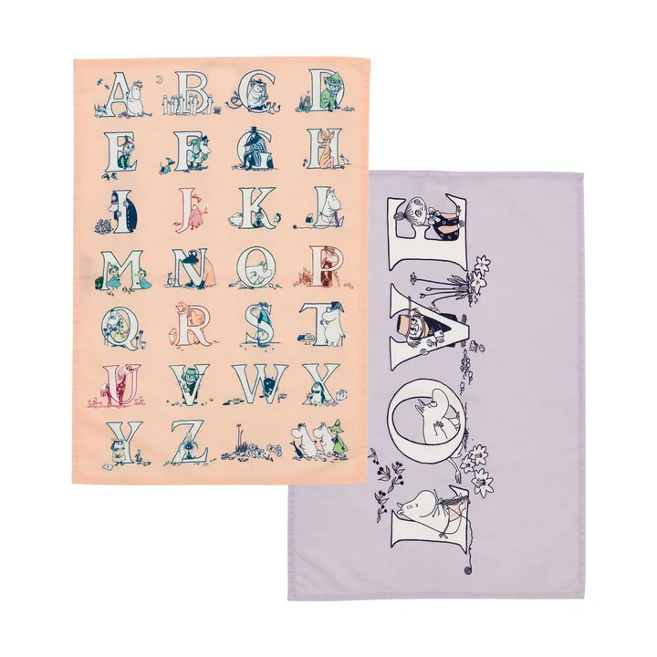 Muumi keittiöpyyhe 50x70 cm 2-pack - Aakkoset - Moomin Arabia