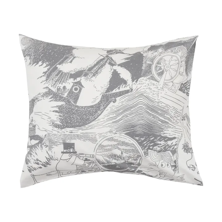 Muumi tyynyliina 50 x 60 cm - Purjehdus, harmaa - Moomin Arabia
