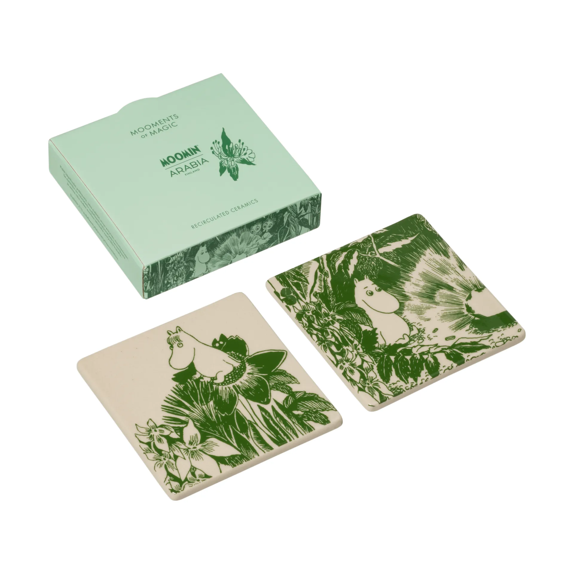 Mystiikan metsä Muumi lasinalunen, Vihreä, 10x10 cm, 2-pack Moomin Arabia