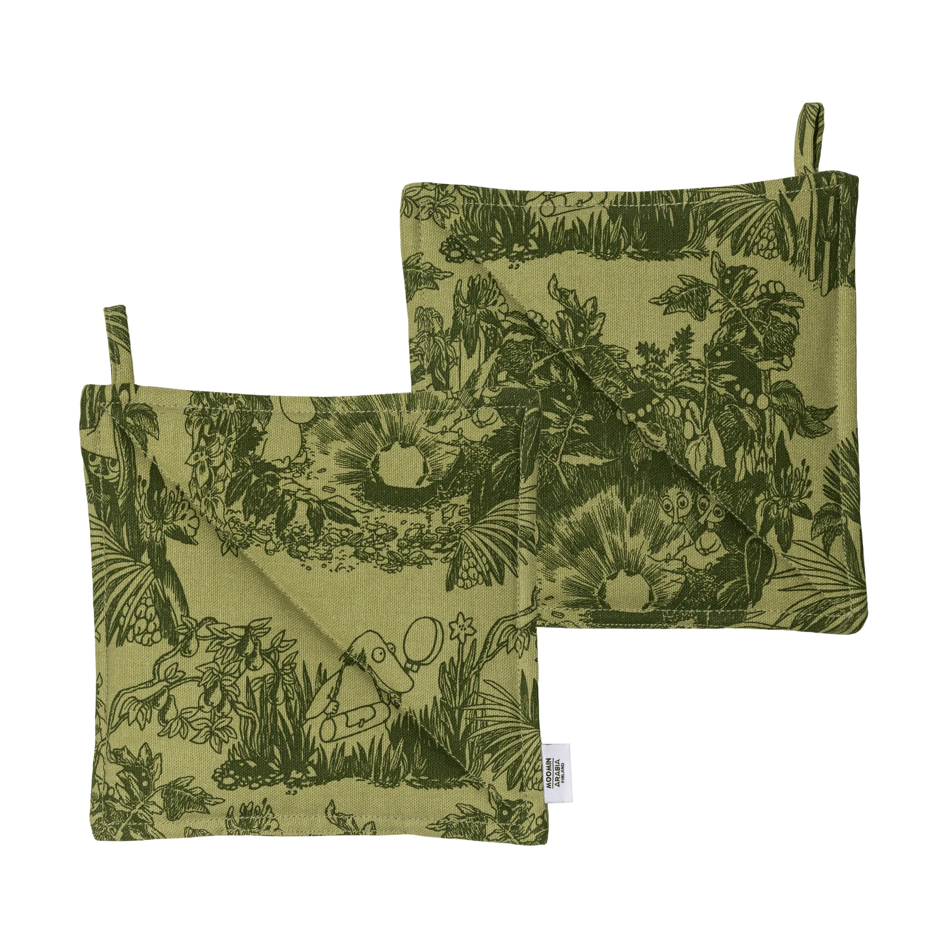 Mystiikan metsä Muumi patalappuset, Vihreä, 22x22 cm, 2-pack Moomin Arabia