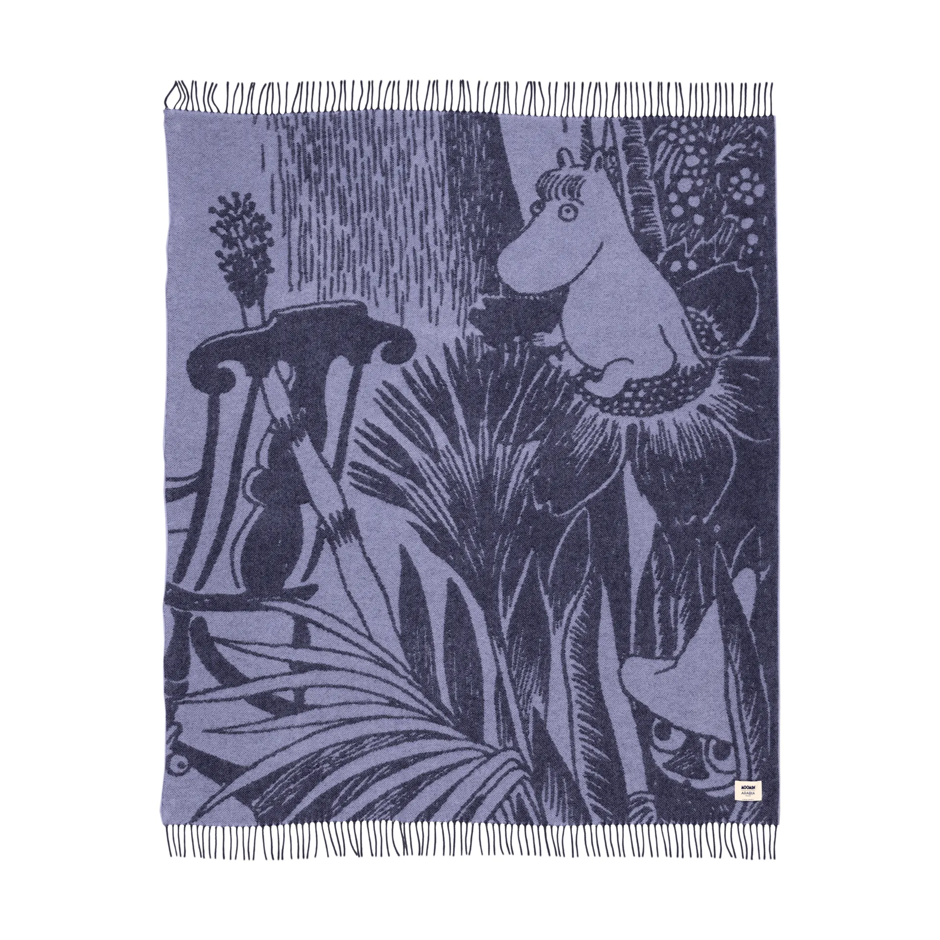 Moomin Arabia Mystiikan metsä Muumi villahuopa Sininen, 130x170 cm
