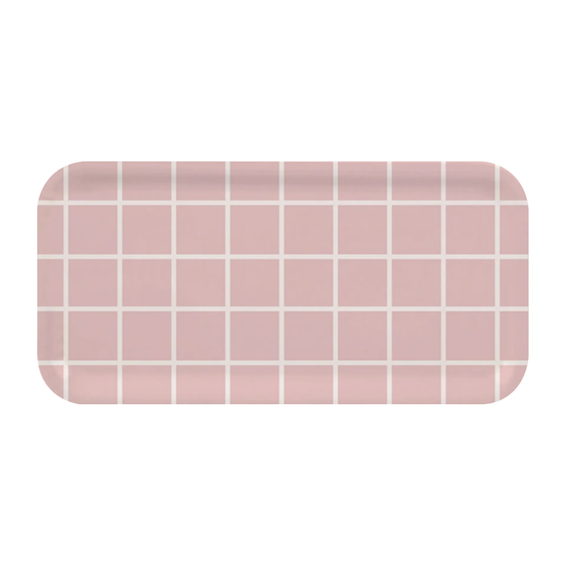 Checks & Stripes -tarjotin 13 x 27 cm, Vaaleanpunainen-valkoinen Muurla