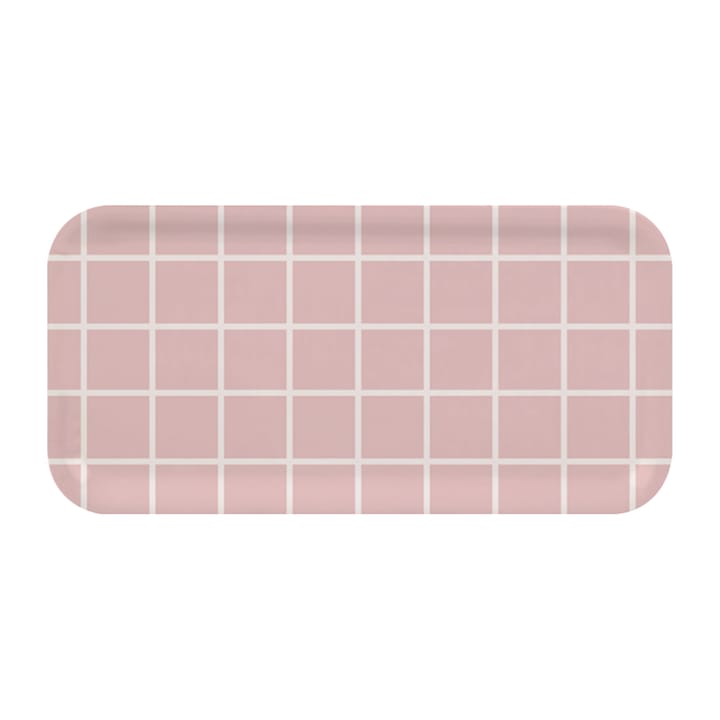 Checks & Stripes -tarjotin 13 x 27 cm, Vaaleanpunainen-valkoinen Muurla