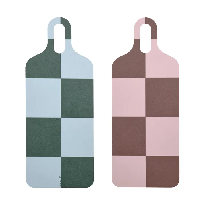 Checks & Stripes -tarjotin 13 x 33 cm - Brown-pink-green - Muurla