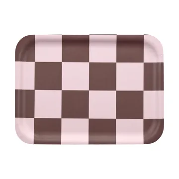 Checks & Stripes tarjotin 20x27 cm - Brown-pink - Muurla
