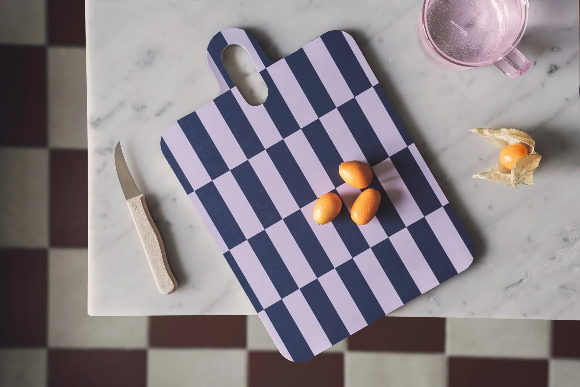 Checks & Stripes -tarjotin 21 x 31 cm, Lilac-blue-green Muurla