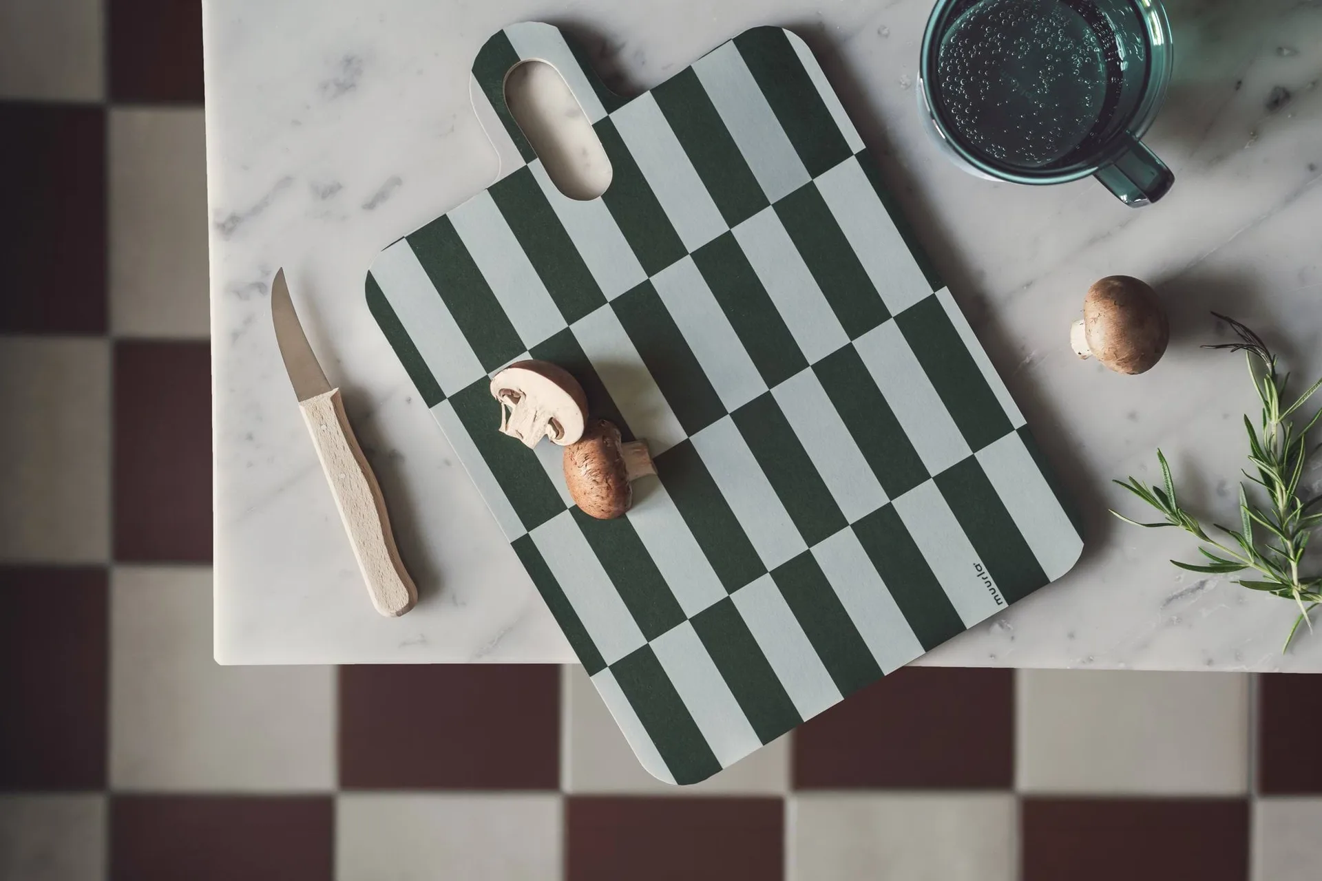 Checks & Stripes -tarjotin 21 x 31 cm, Lilac-blue-green Muurla