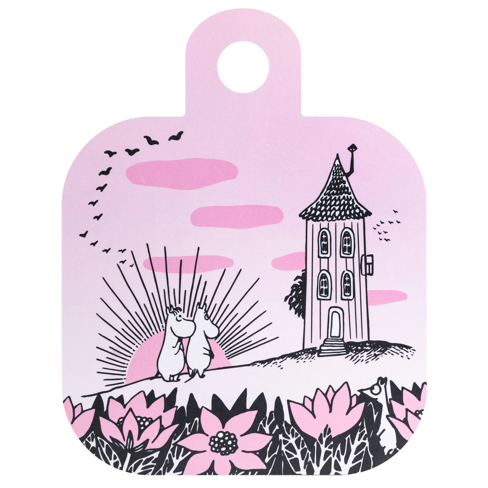 Chop & Serve Friendship -tarjotin 25 x 32 cm, Musta-vaaleanpunainen Muurla