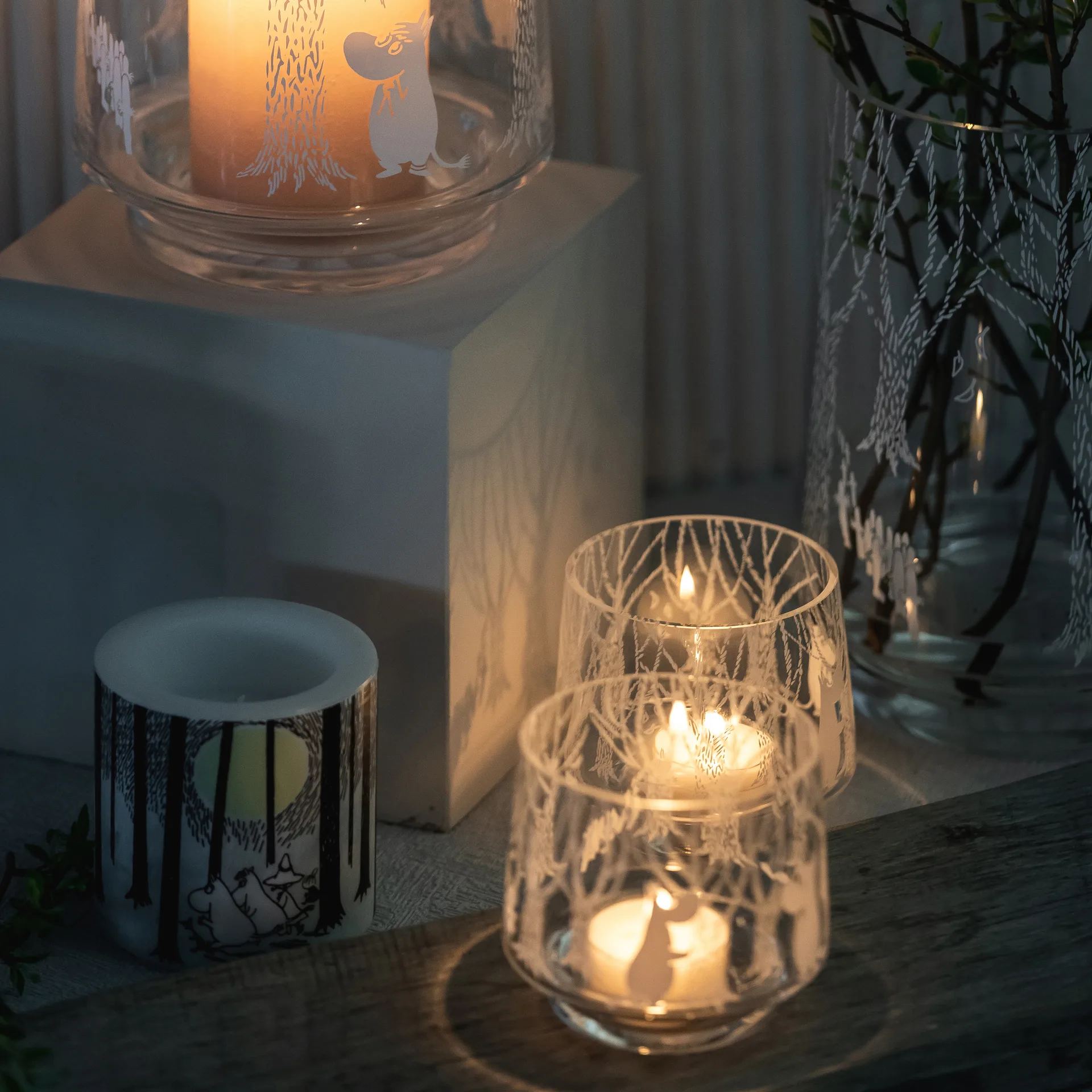 In the Woods -lämpökynttiläpidike/kulho 8 cm, Kirkas-valkoinen Muurla