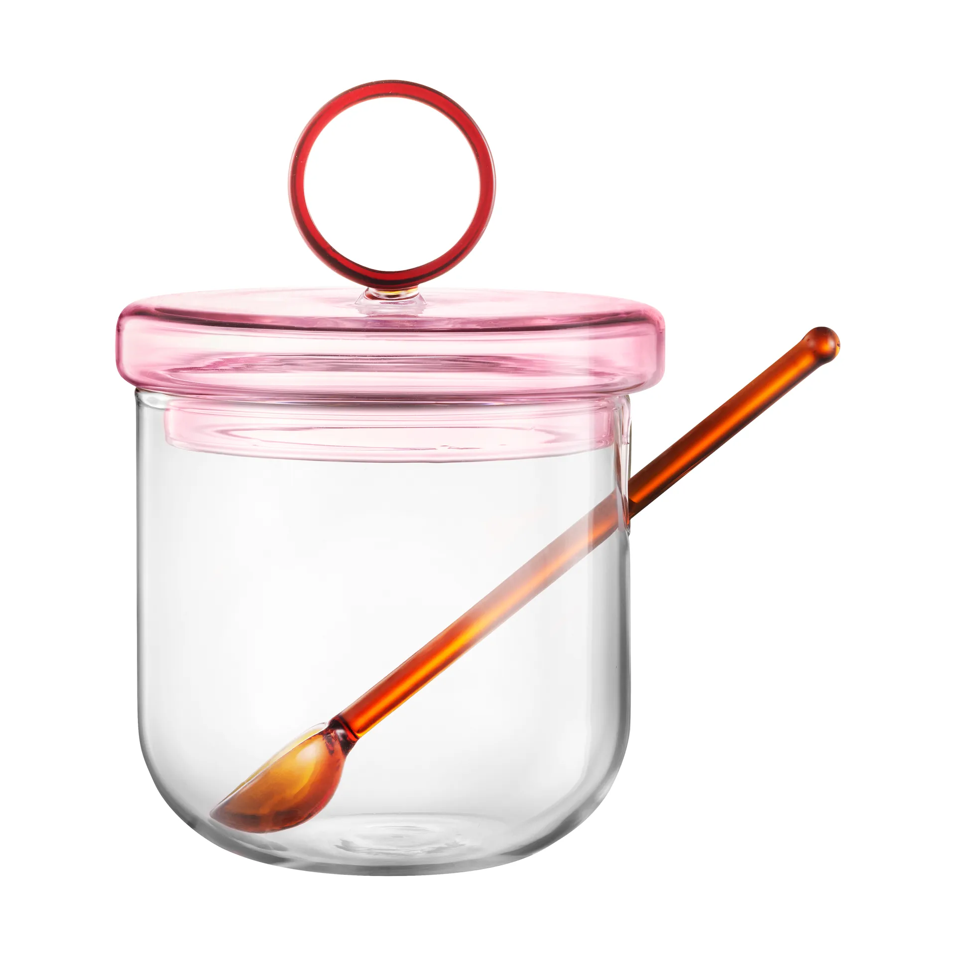 Loop sokerikulho mukana lusikka Ø14 cm, Kirkas pink amber Muurla
