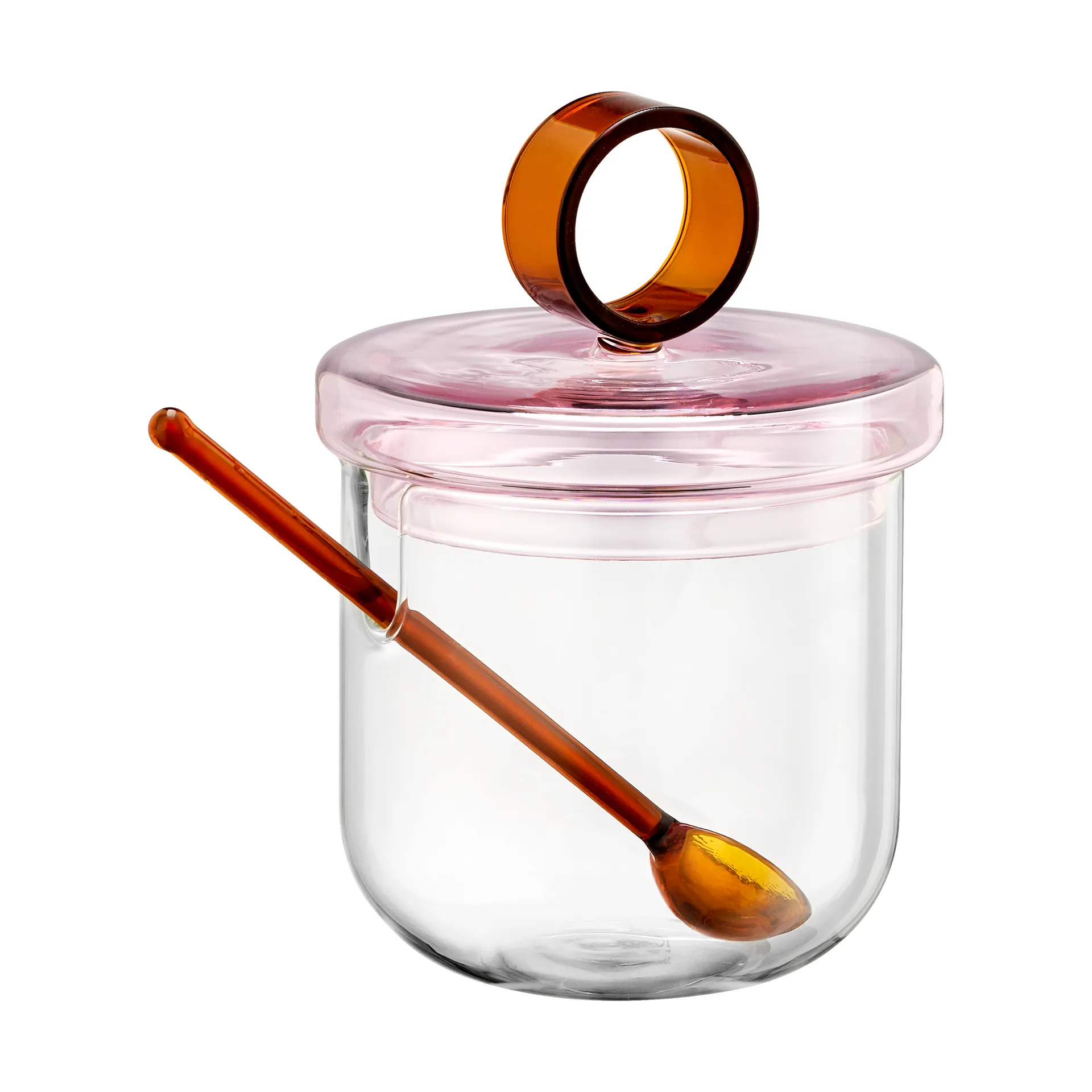 Loop sokerikulho mukana lusikka Ø14 cm, Kirkas pink amber Muurla