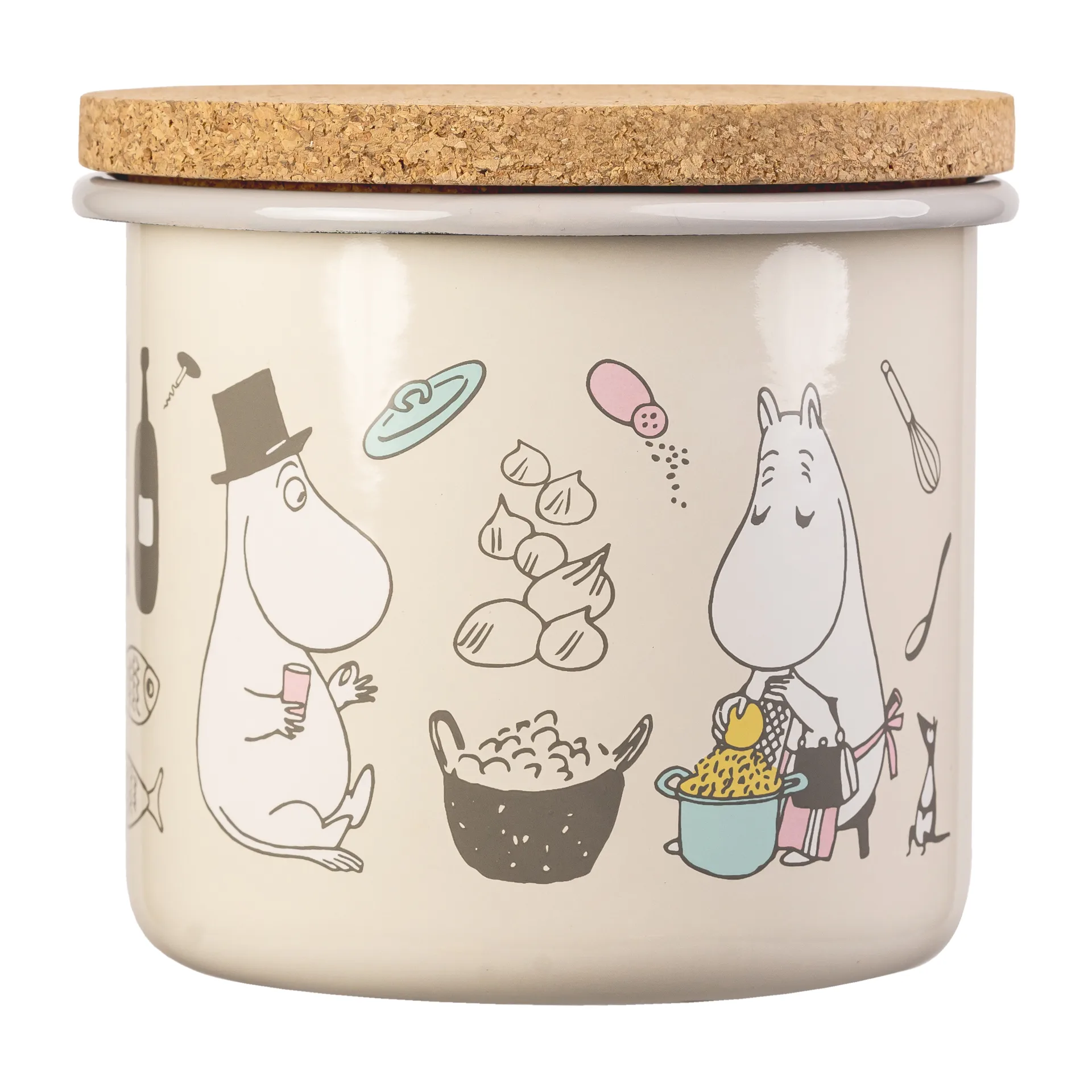 Moomin emalipurkki korkkikannella 1,3 l, Bon Appétit Muurla