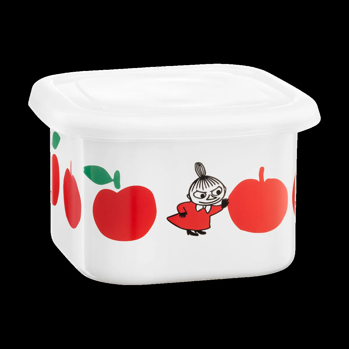 Muurla Mumin emalipurkki kannella 0,67 L Joyfull Apples-punainen