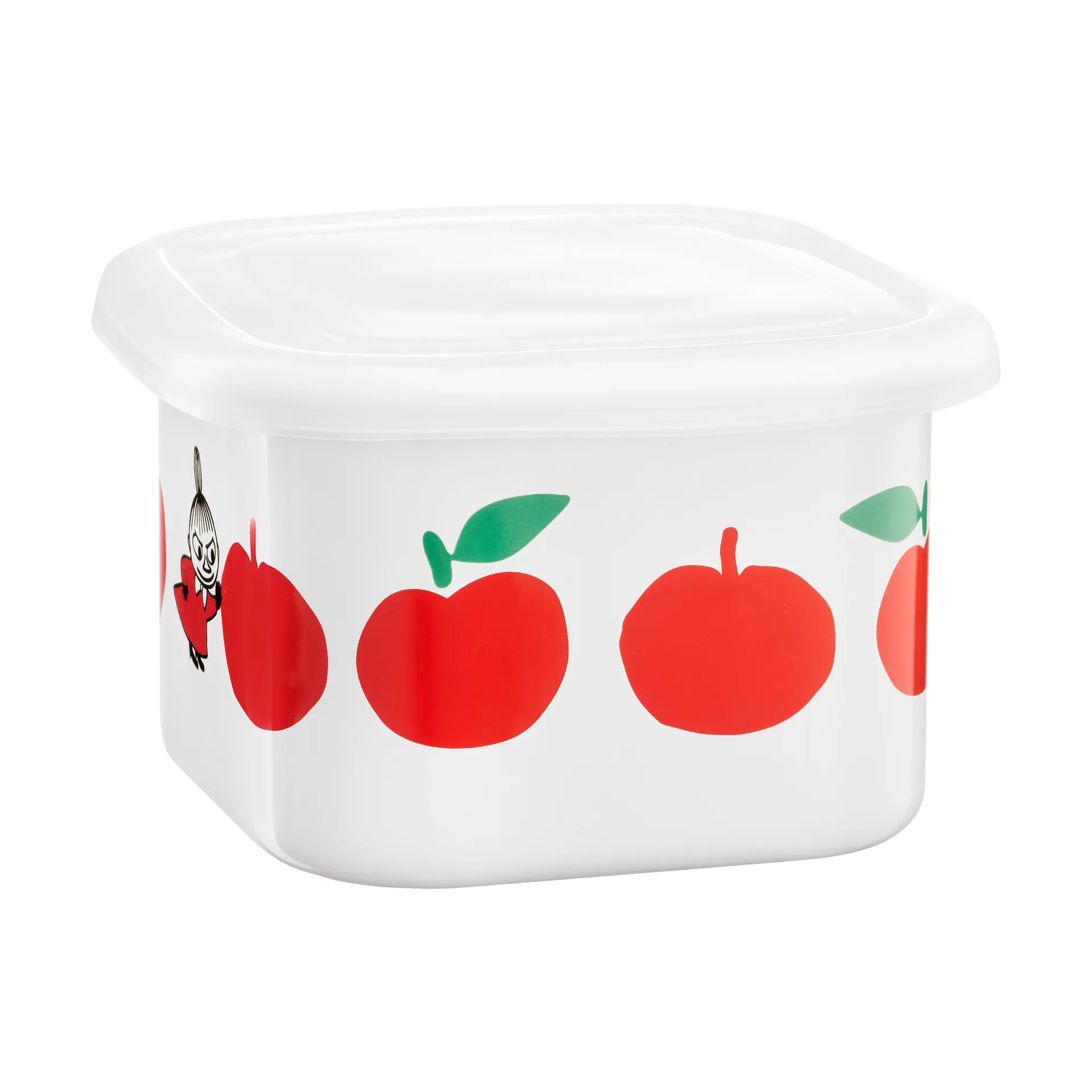 Mumin emalipurkki kannella 0,67 L, Joyfull Apples-punainen Muurla