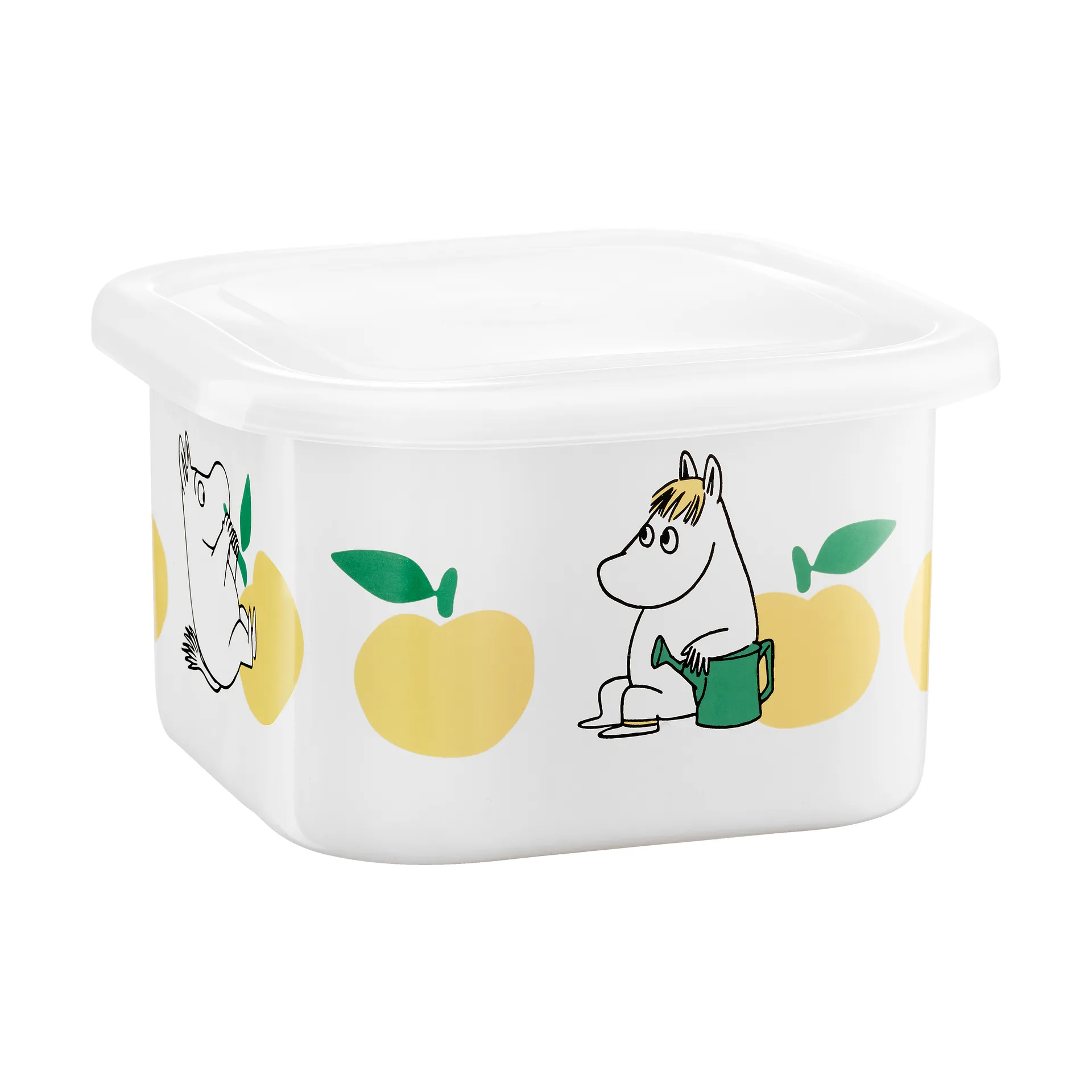 Mumin emalipurkki kannella 1 L, Joyfull Apples keltainen Muurla
