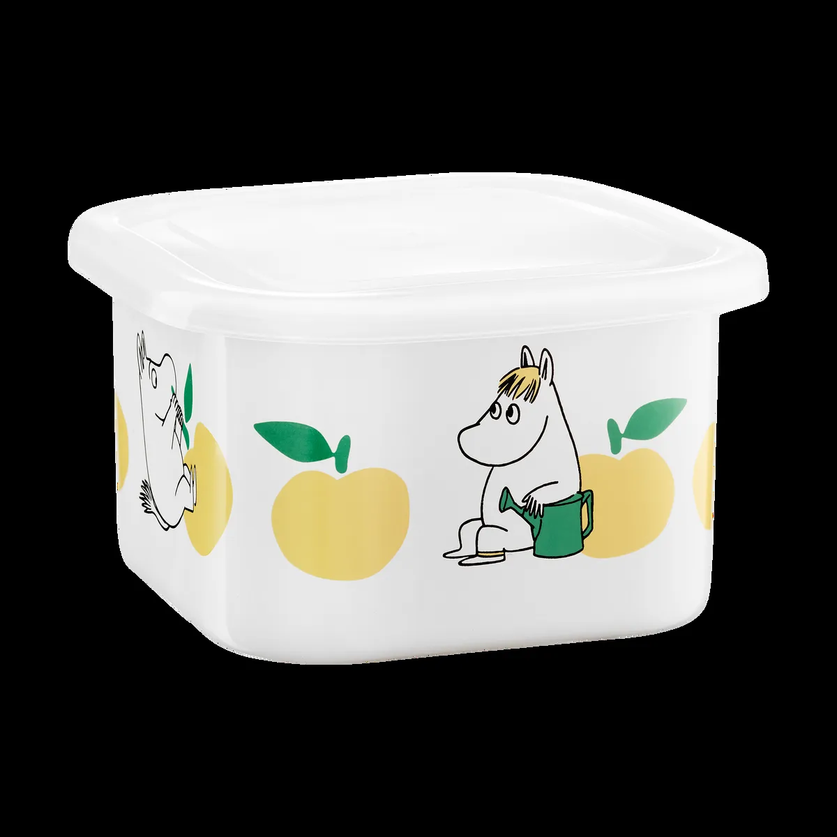 Muurla Mumin emalipurkki kannella 1 L Joyfull Apples keltainen