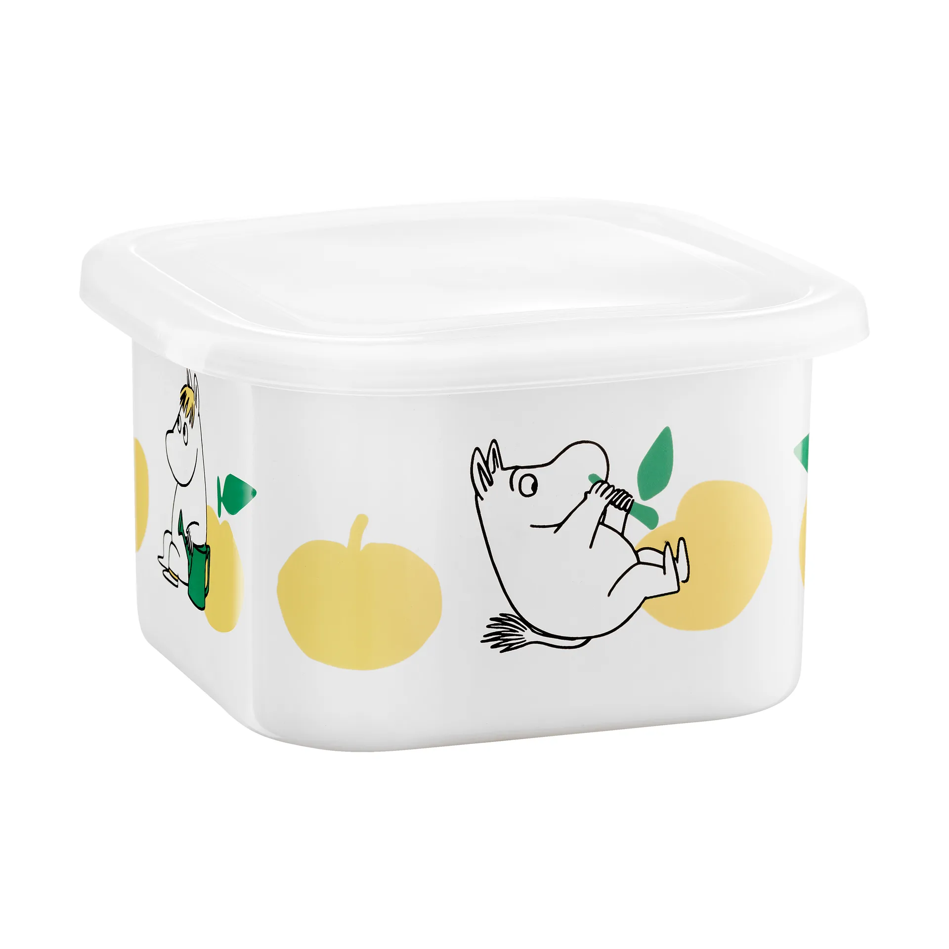 Mumin emalipurkki kannella 1 L, Joyfull Apples keltainen Muurla