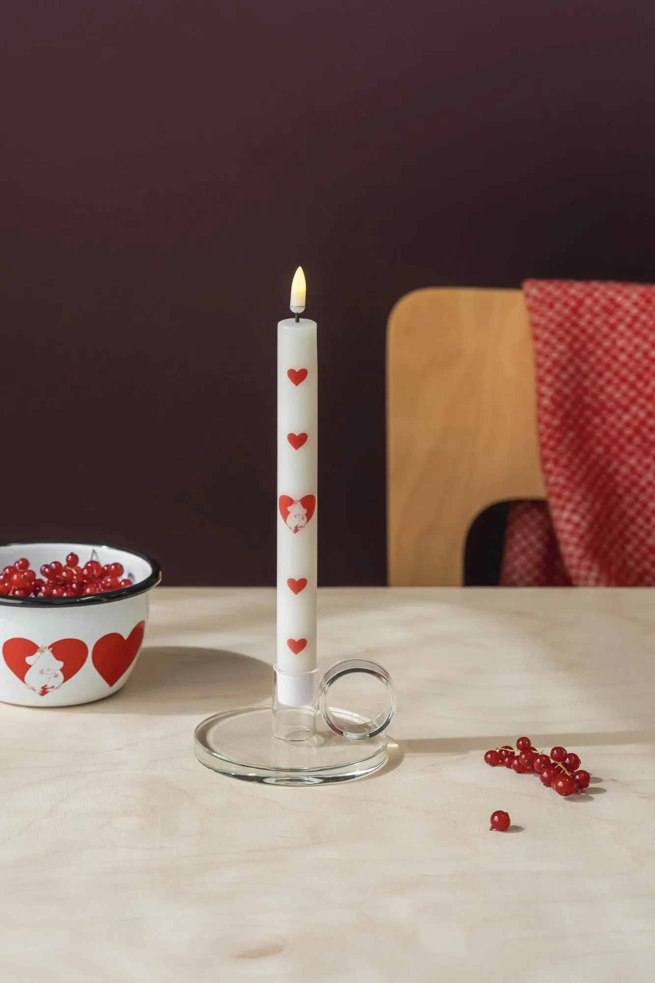 Mumin LED-kruunukynttilä 25 cm, Heart, 2-pack Muurla