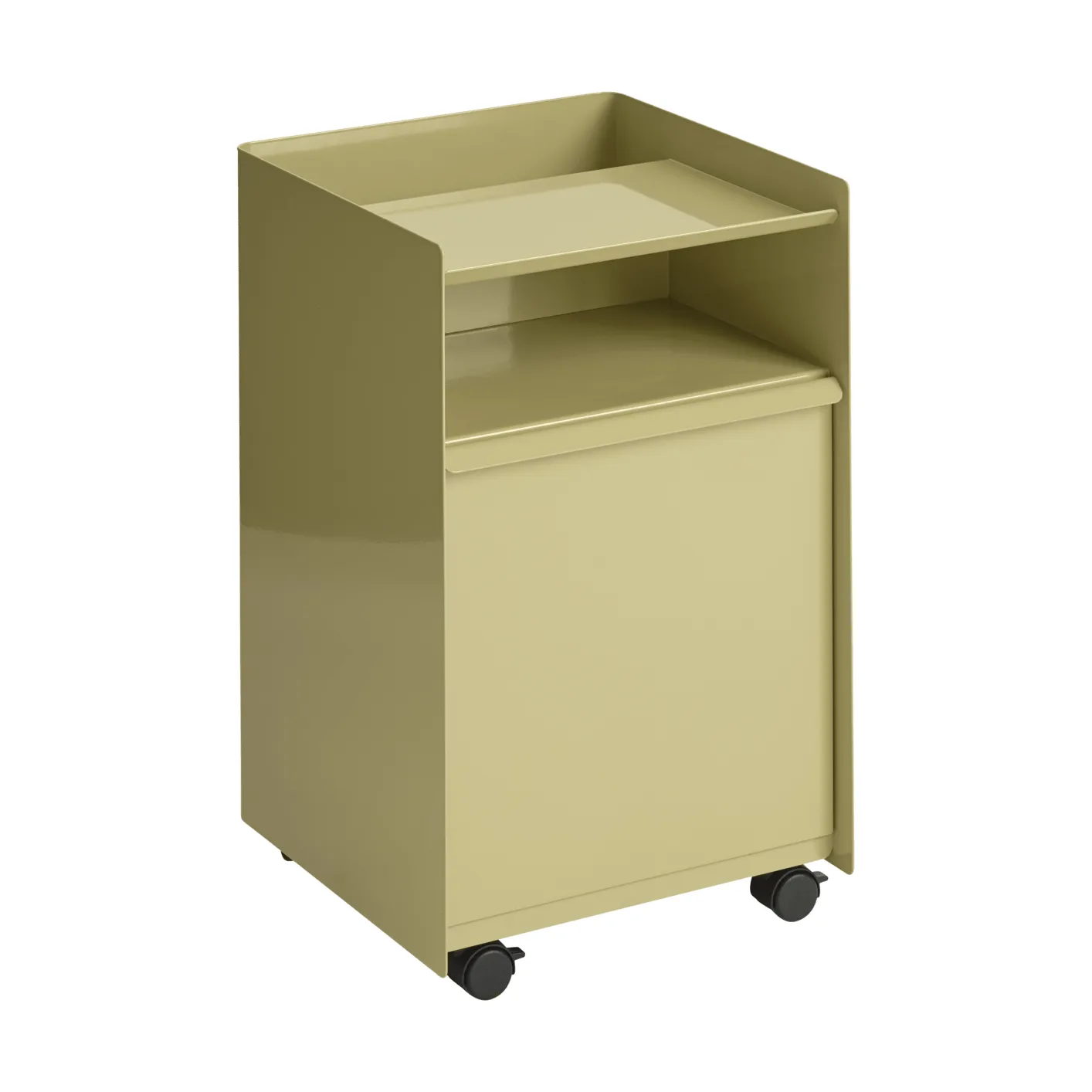Folded Trolley rullavaunu laatikolla, Dark beige green Muuto