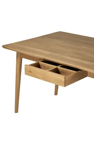 VIOR ruokapöytä 120 cm + tuoli 4‑pakkaus – Lakattu tammi‑naturel - NJRD