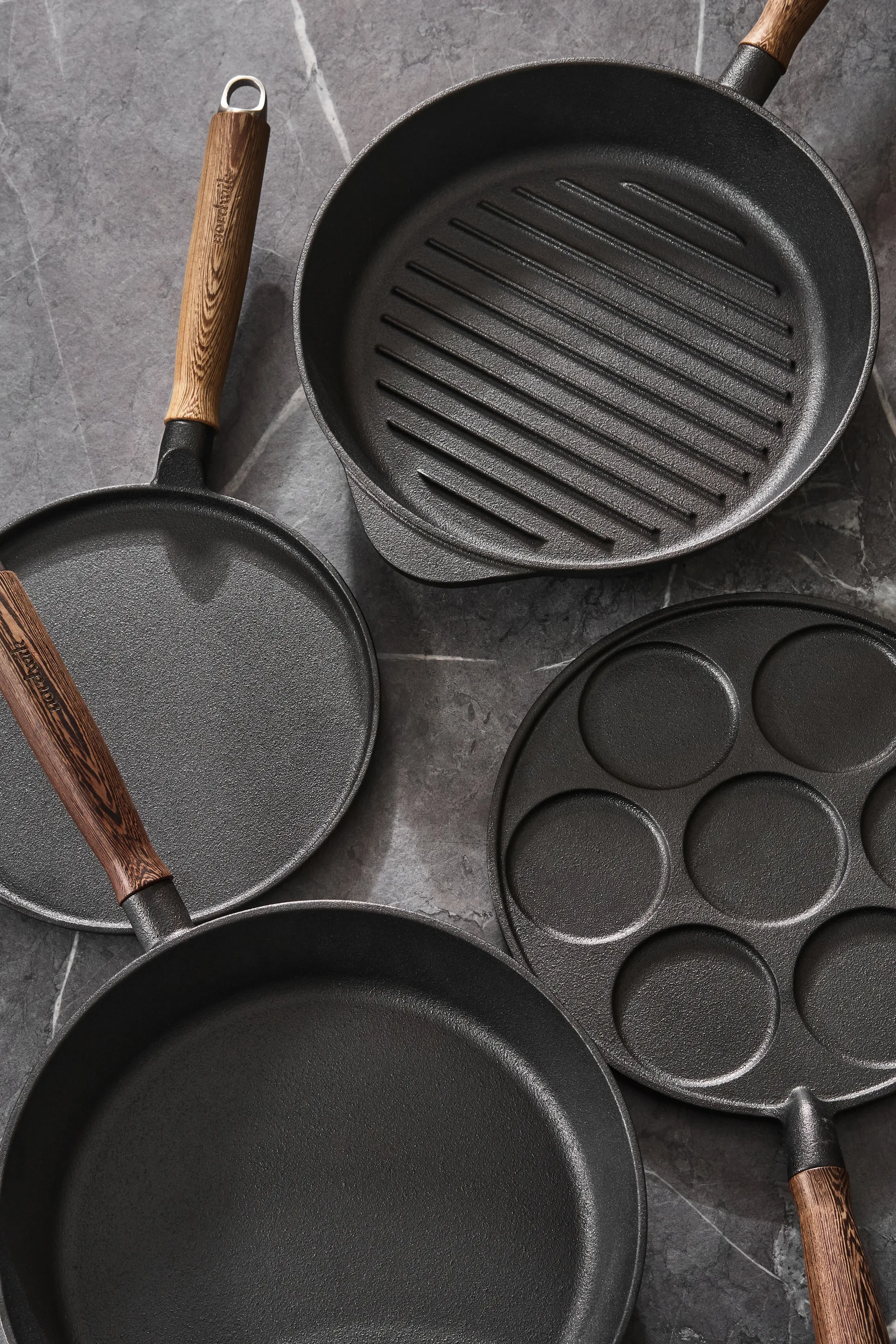 Nordwik valurautainen grillipannu puukahvalla, 28 cm Nordwik