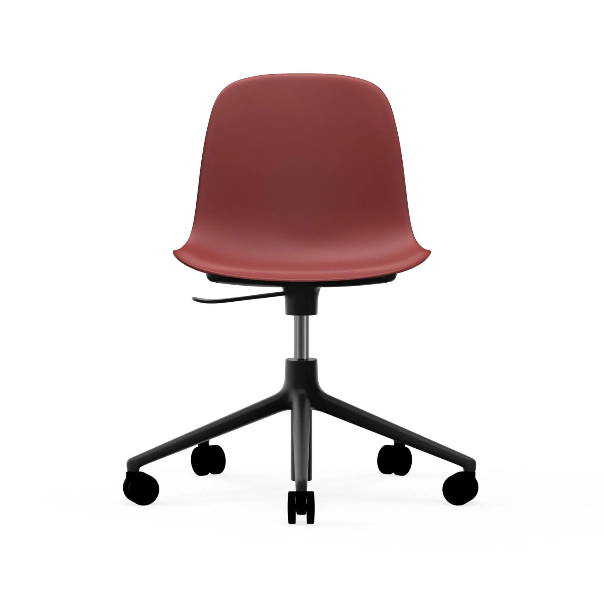 Form pyörivä tuoli, 5W työtuoli, Punainen, musta alumiini, pyörät Normann Copenhagen