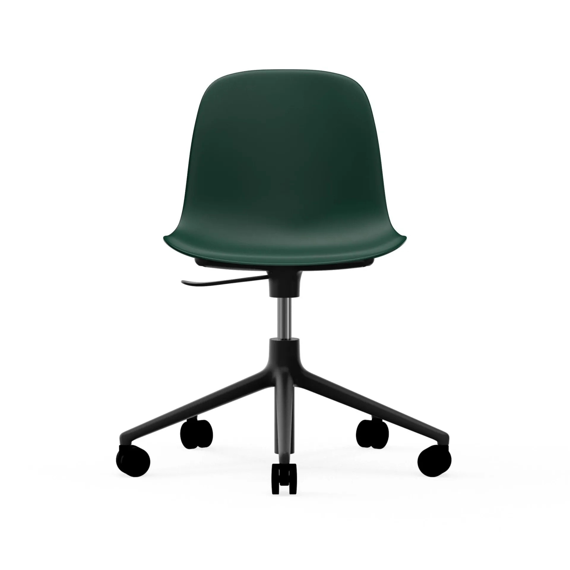 Form pyörivä tuoli, 5W työtuoli, Vihreä, musta alumiini, pyörät Normann Copenhagen