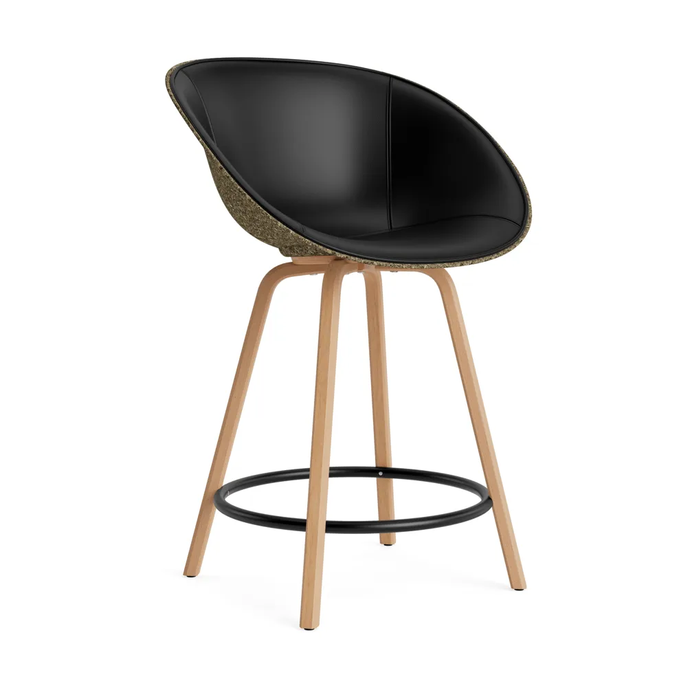 Mat Bar Armchair käsinojallinen tuoli etupuoliverhoiltu 65 cm, Ultra 41599-seaweed-beech-black steel Normann Copenhagen