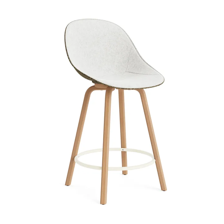 Mat Bar Chair baarituoli etupuoliverhoiltu  65 cm - Hallingdal 110-seaweed-beech-cream steel - Normann Copenhagen