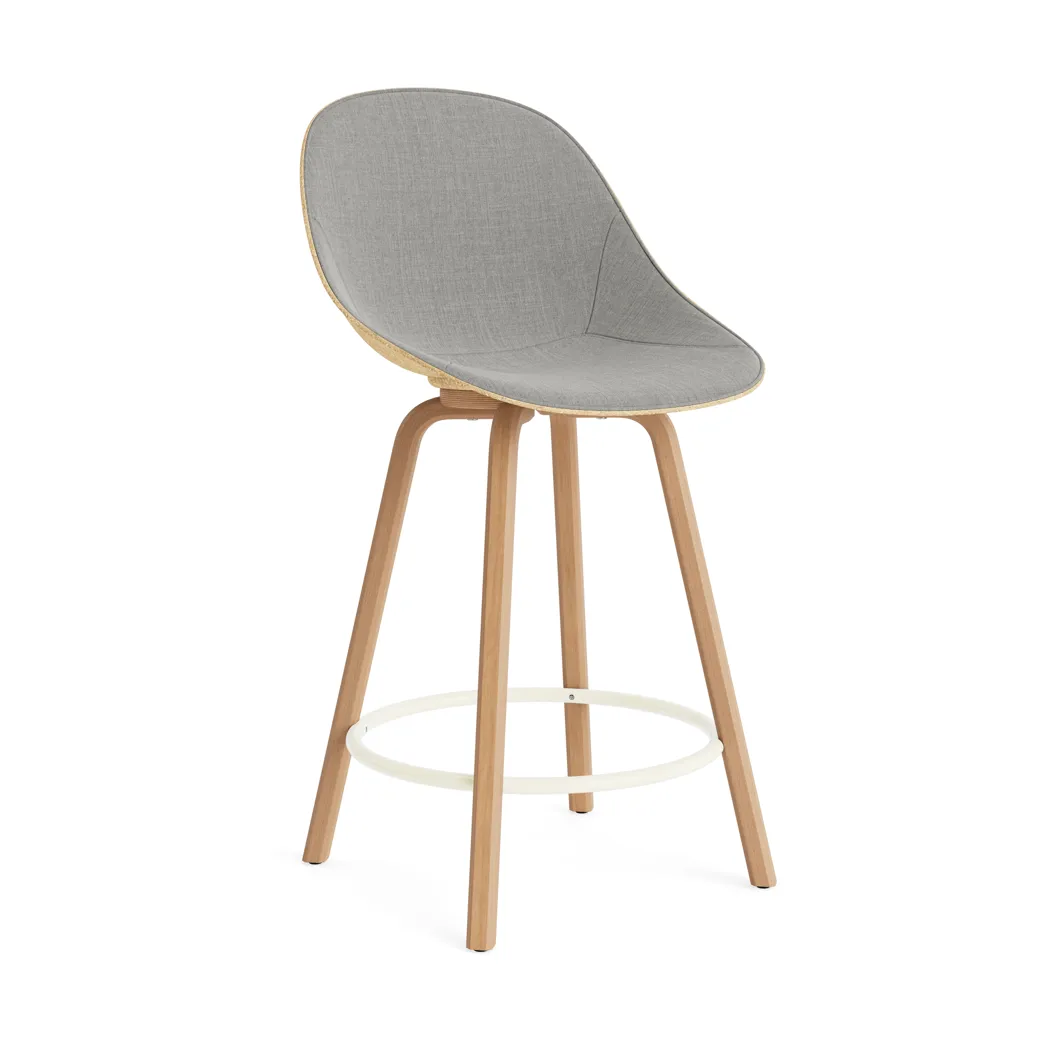 Mat Bar Chair baarituoli etupuoliverhoiltu  65 cm, Remix 133-hemp-beech-cream steel. Normann Copenhagen