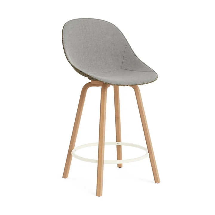 Mat Bar Chair baarituoli etupuoliverhoiltu  65 cm - Remix 133-seaweed-beech-cream steel - Normann Copenhagen