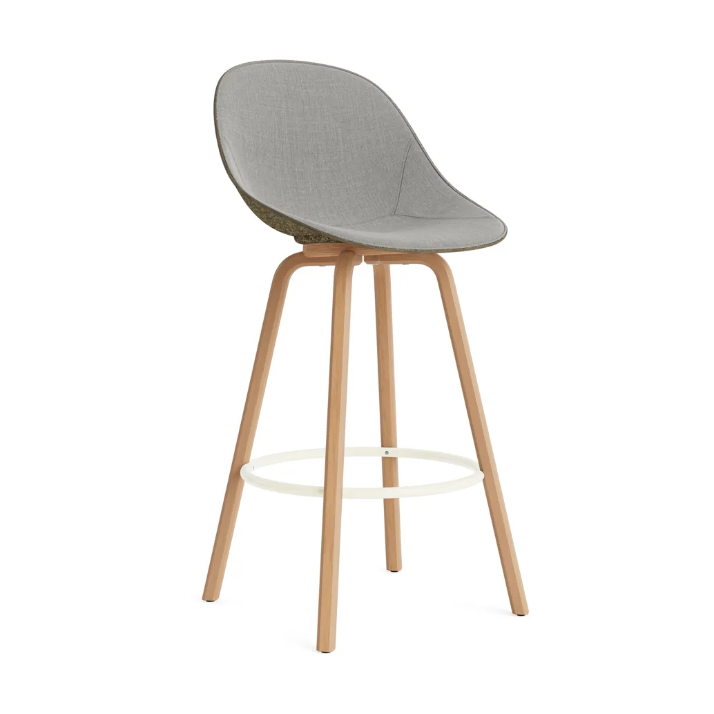Mat Bar Chair baarituoli etupuoliverhoiltu 75 cm., Remix 133-seaweed-beech-cream steel Normann Copenhagen