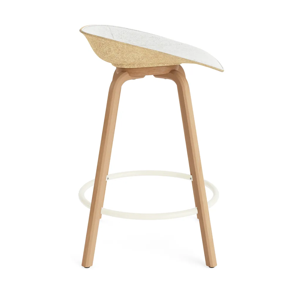 Mat Barstool baarituoli etupuoliverhoiltu  65 cm., Hallingdal 110-hemp-beech-cream steel Normann Copenhagen