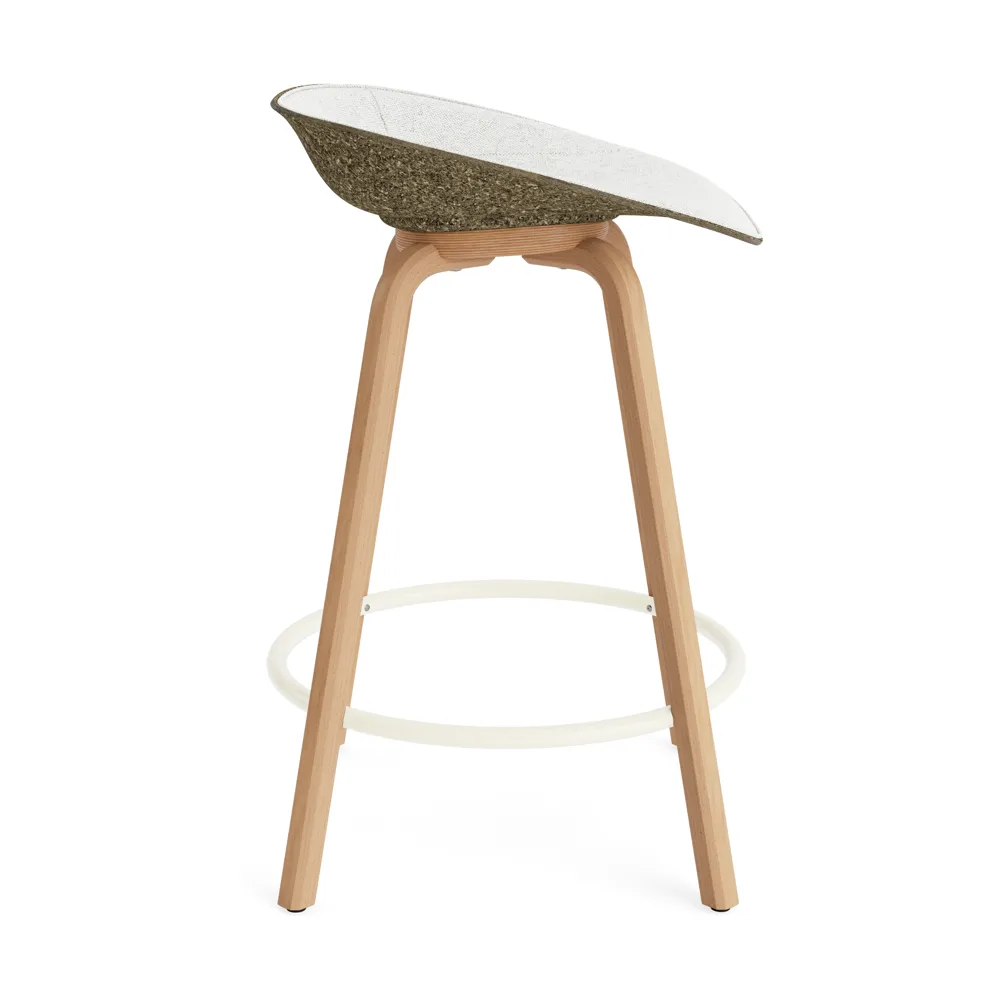 Mat Barstool baarituoli etupuoliverhoiltu  65 cm., Hallingdal 110-seaweed-beech-cream steel Normann Copenhagen