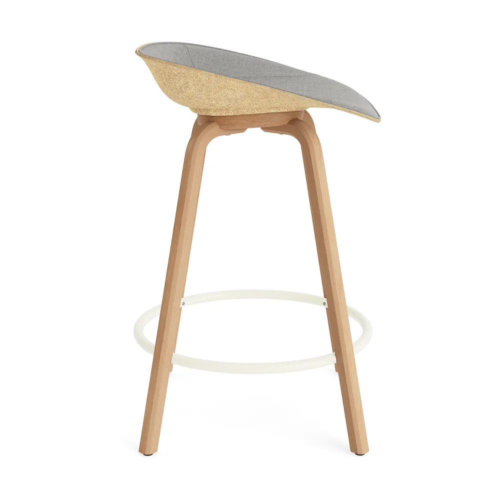 Mat Barstool baarituoli etupuoliverhoiltu  65 cm., Remix 133-hemp-beech-cream steel. Normann Copenhagen