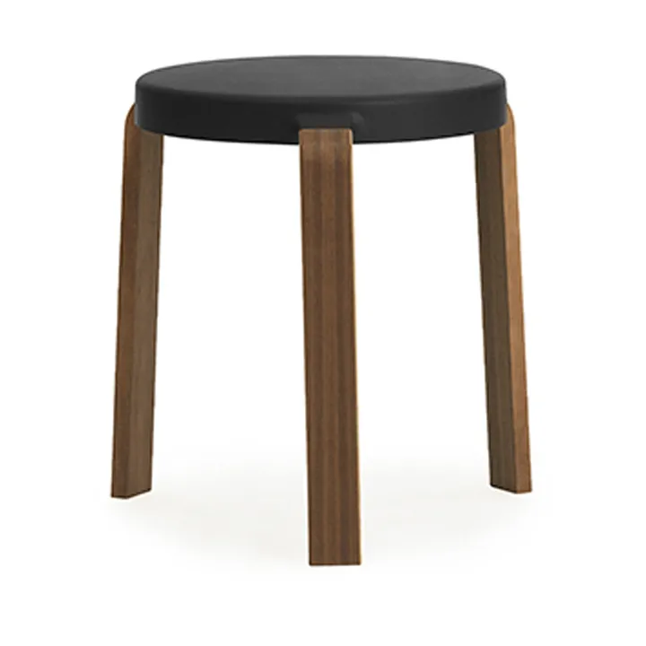 Tap pyöreä jakkara - Black, jalat saksanpähkinää, Ø35x43 cm - Normann Copenhagen
