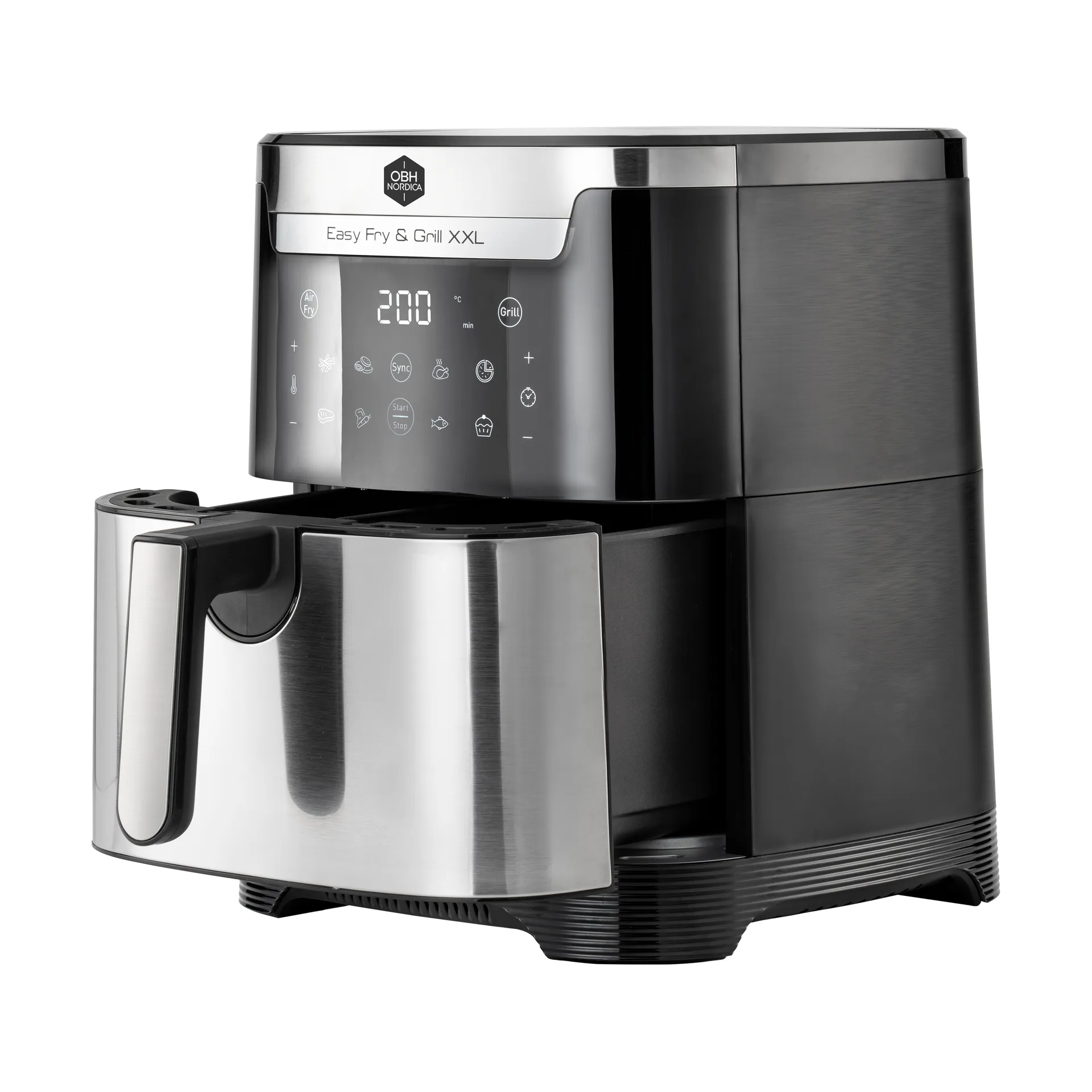Easy Fry & Grill XXL 2-in-1 airfryer, Ruostumaton teräs OBH Nordica