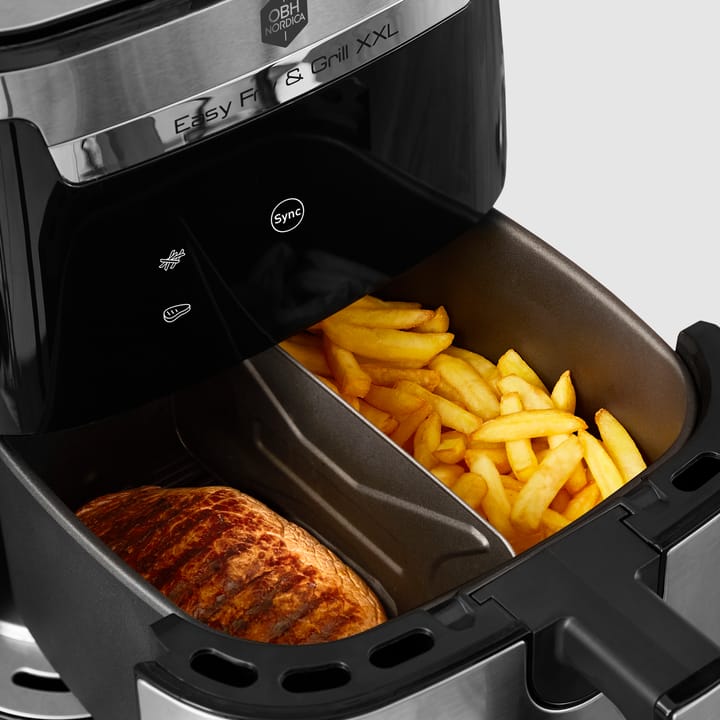 Easy Fry & Grill XXL 2-in-1 airfryer, Ruostumaton teräs OBH Nordica