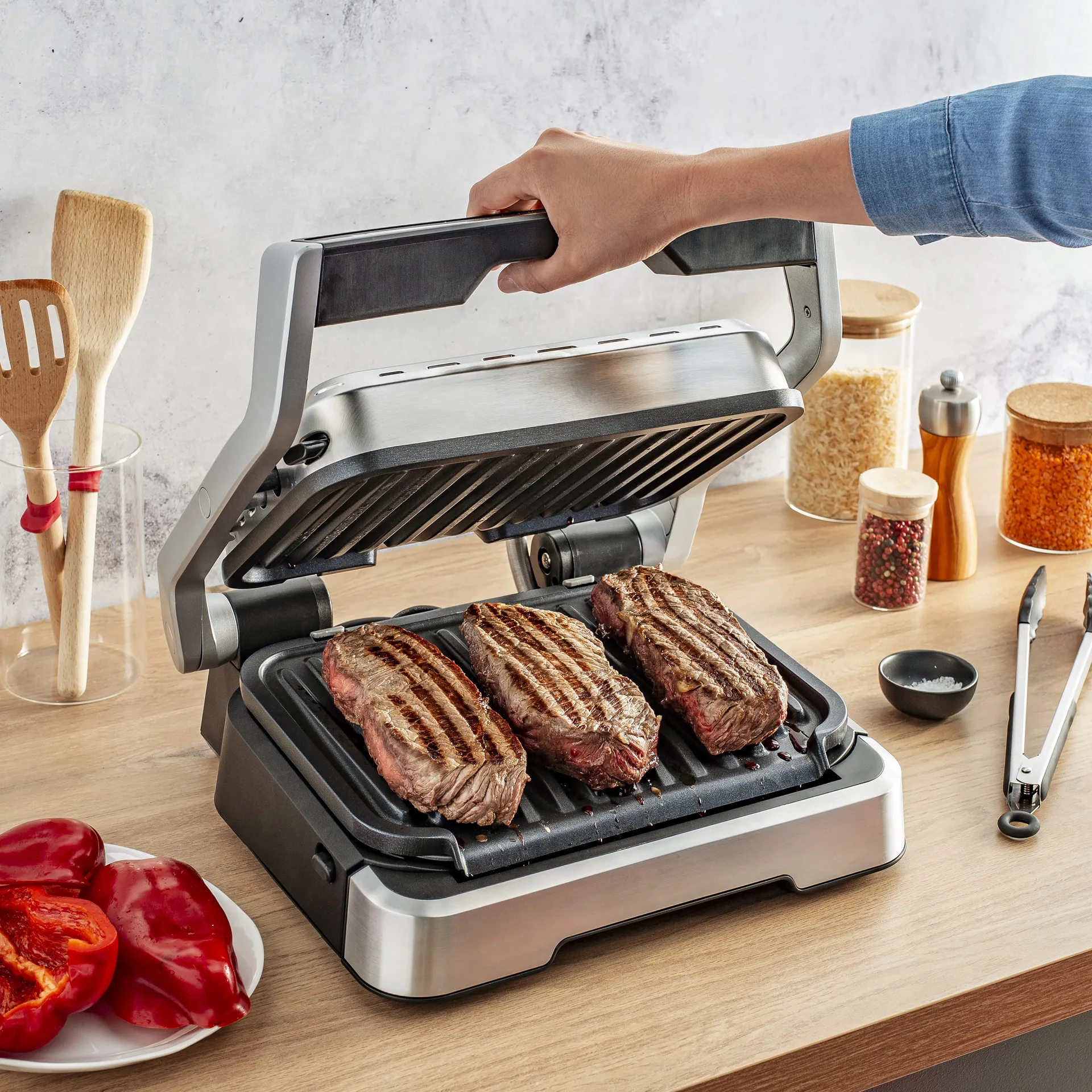 Optigrill GO772DS0 2-in-1 pöytägrilli, Ruostumaton teräs OBH Nordica