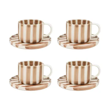Monica kuppi ja aluslautanen 4-pakkaus - Beige - Olsson & Jensen